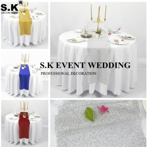 Gold Silver Giltter Sequin Table Runner Fit Banquet Table Cloth For Wedding Event Dining Decoration