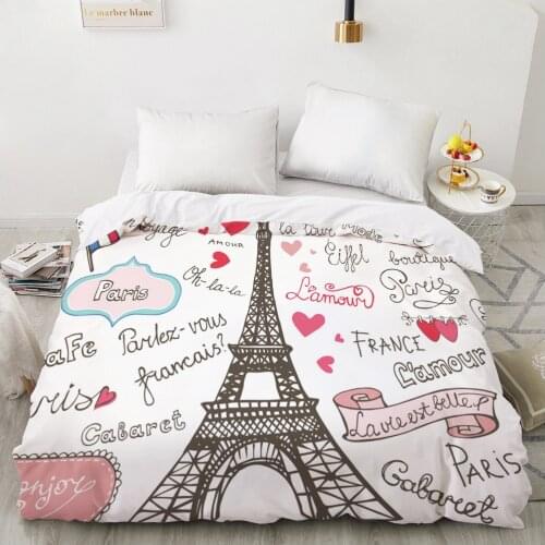1PCS Duvet Cover,3D Printing Quilt Cover 260x240/200x200/140x200/210x210,White Eiffel Tower Bedding King/Queen/Double Drop Ship