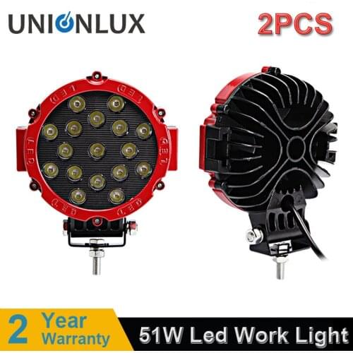 2pcs 51w LED work light spot Flood beam Driving lights for offroad Truck Tractor ATV SUV UAZ auto 4WD 4x4 12V 24V car lamp