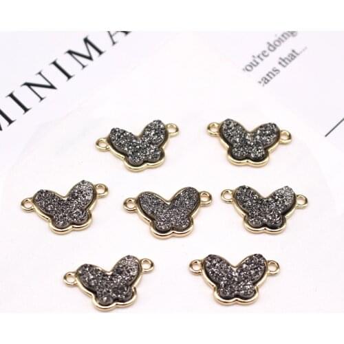 5pcs European Fashion Alloy Gold Butterfly Bracelet Connector Findings Handmade Earrings Necklace Resin Charms Jewelry Make