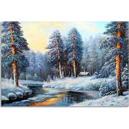 5d Diy Diamond Painting Cross Stitch Winter snow scene Rhinestones 3d Diamond Embroidery Sale diamond Mosaic Handicraft TY112