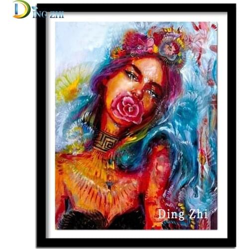 Abstract Graffiti Art Woman Full Square 5D Diy Round Diamond Painting Diamond Embroidery Cross Stitch Portrait Flower Home Decor