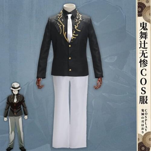 Anime Demon Slayer Kimetsu no Yaiba Cosplay Kibutsuji Muzan Costume Uniform Hat Suit Halloween Costume Men Women Custom Made