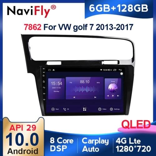 New 6GB+128GB Octa Core QLED 1280*720 Android 10 Car Radio Navigation GPS Player For Volkswagen Golf 7 2012 - 2020 No 2 Din DVD