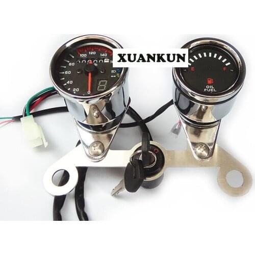 AX100 Motorcycle Retro-refitted Double Instrument Oil Meter Odometer LED with Bracket Electric Door Lock Kit