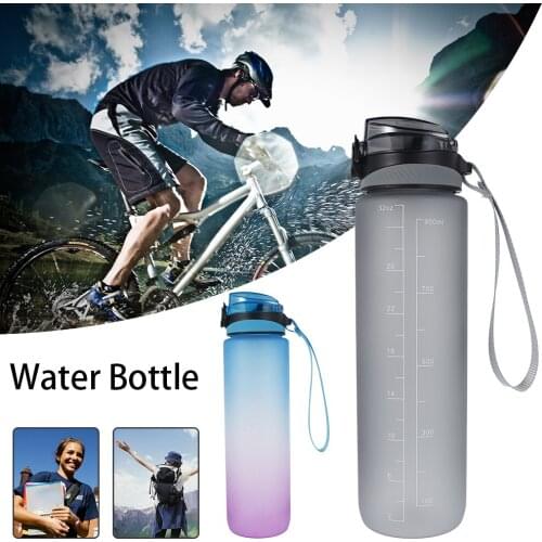 32oz Frosted Material Water Bottle BPA Free With Bounce Cover Time Reminder Leakproof Cup For Sports Fitness Running swimming