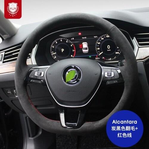 Real Alcantara steering wheel cover for VW Santana Sagitar Tiguan Passat Variant CC Tiguan suede Grip Cover car accessories