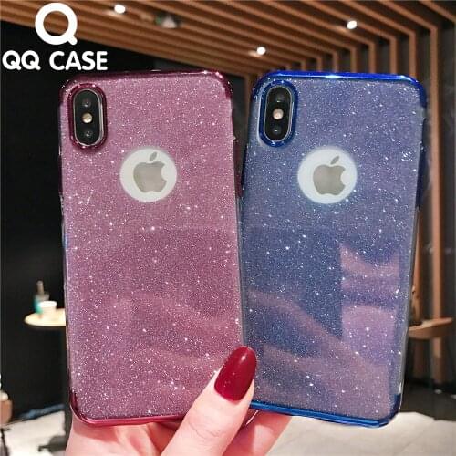 Luxury Shiny Bling Glitter Case For iphone 6 6S 7 8 Plus SE 2 2020 11 Pro XS MAX X XR Soft TPU Plating Frame Shockproof Case