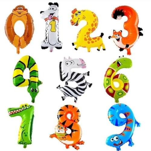 Childrens Birthday Number 0-9 Word Balloon Animal Cartoon Alphanumeric Shape Inflatable Toy Balloon Gift Party Decoration