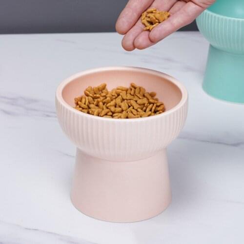 Ceramics Raised Pet Bowl Pet Bowl for Food Stress Free Pet Bowl Less Regurgitating and Vomiting JS22