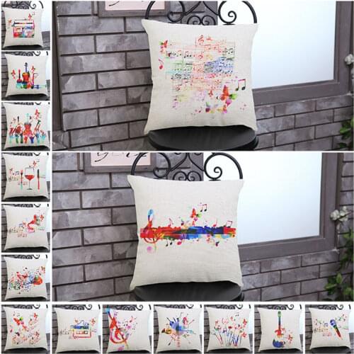 Fashion music symbol Print Cushion Cover Decorative Pillowcase Chair Seat Square Car Pillow Cover Home Living Textile BZ-282