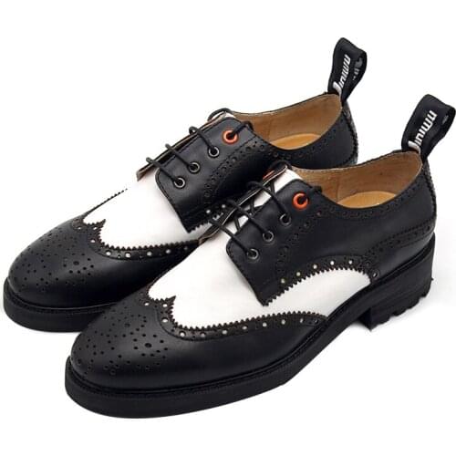 Fashion Pointed toe Oxford Casual shoes Genuine leather Classics Brogue Shoes handmade Carved Business men shoes