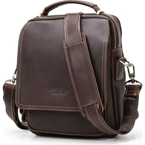 Fashion Mens Genuine Leather Crossbody Bags Men Business Flap Shoulder Messenger Bags Brand Male Sling Bag For Ipad Cell Phone