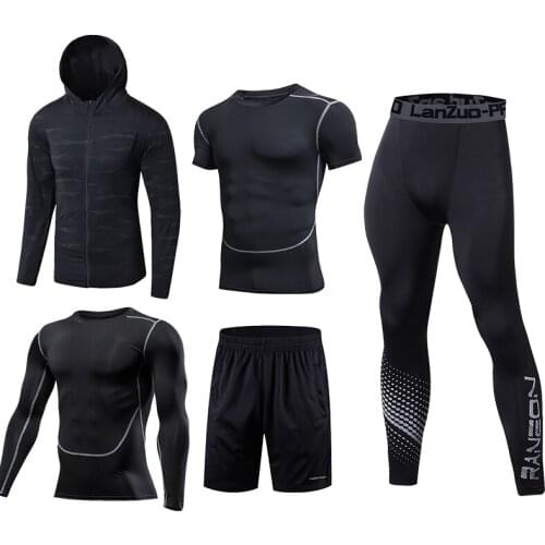 New Running Set Men Sport Suits Soccer Basketball Compression Underwear Running Sets Sport Suits Dress Gym Jogging Fitness Suits