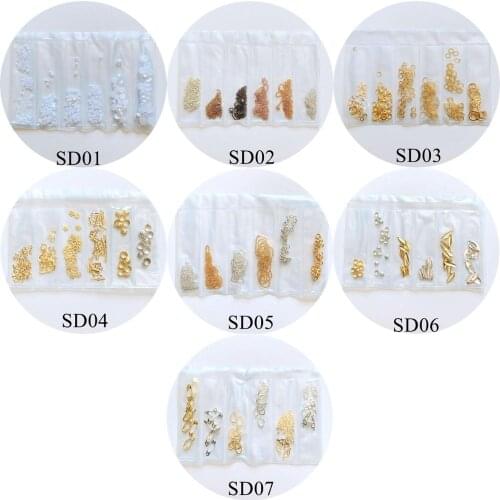 One bag metal stud 6 designs per bag metal deco Pearl Chain and Stud Decoration Set SD01-07