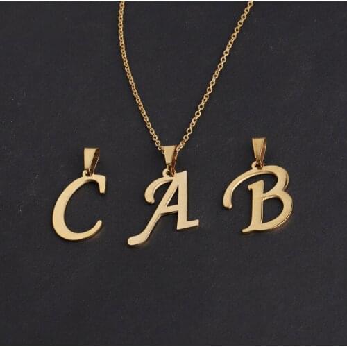 316L Stainless Steel Necklace A To Z 26 Letters Initial Minimalist Necklaces For Women Gifts Big Alphabet Pendant Jewelry