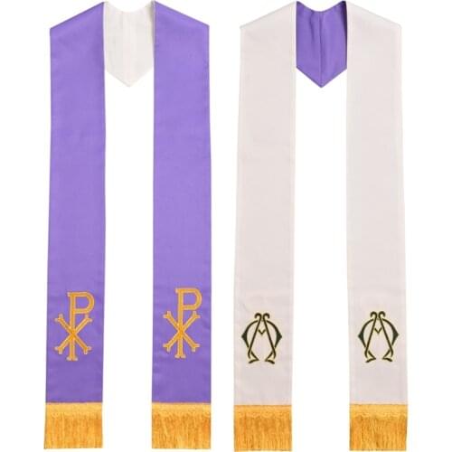 Reversible Stole with PX Embroidery Church Priest for Vestments Chasuble Stoles