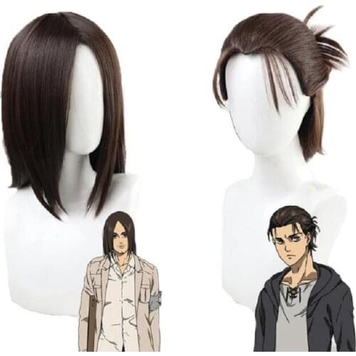 The Final Season Attack on Titan Eren Jaeger Cosplay Wig for Halloween party boys men eren Brown Synthetic Hair Wigs + Wig Cap