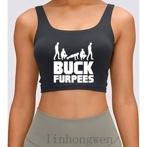 Buckes Furpees Burpees Fitness Women Tank Top Solid Cotton Summer Anti-Wrinkle Funny O Neck Crop Top