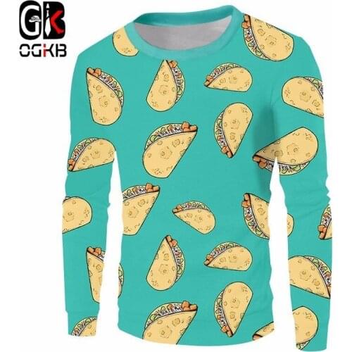 OGKB 2018 Autumn Winter Casual Loose Pullovers Funny Print Hamburger Dumplings 3D Sweatshirt Crewneck Hoodies New Harajuku Coats