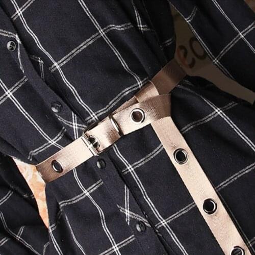 New Women Woven Long Canvas Belt Square Metal Pin Buckle Waist Strap Solid Color Casual Student Dress Waistband pasek do spodni