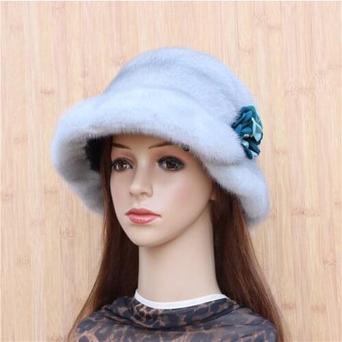 New Product Mink Top Hat Imported Whole Mink Fur Mink Velvet Hat Warm In Winter Sweet And Elegant Style