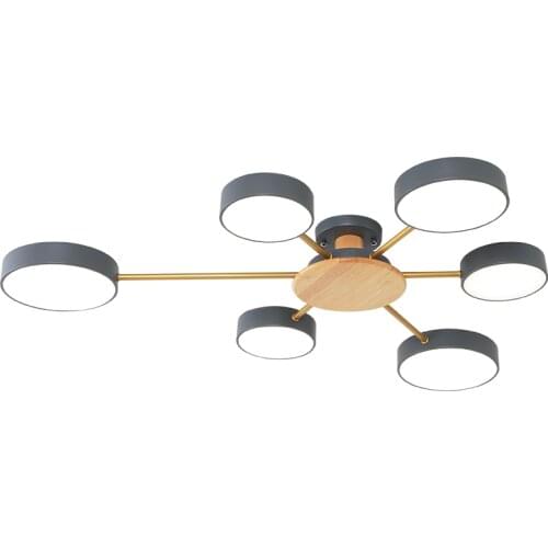 Nordic Modern LED Chandeliers Macaron Style Wood for Kitchen Bedroom Living Room Dining Room Decoration Iron Home Decor Lighting