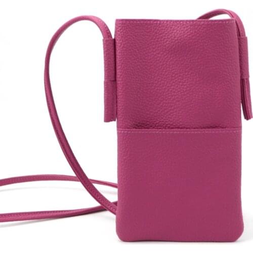 New Customized Bag Genuine Leather Crossbody Phone Shoulder Bag Adjustable Strap Mobile Phone Pouch for Iphone with Pocket Slot