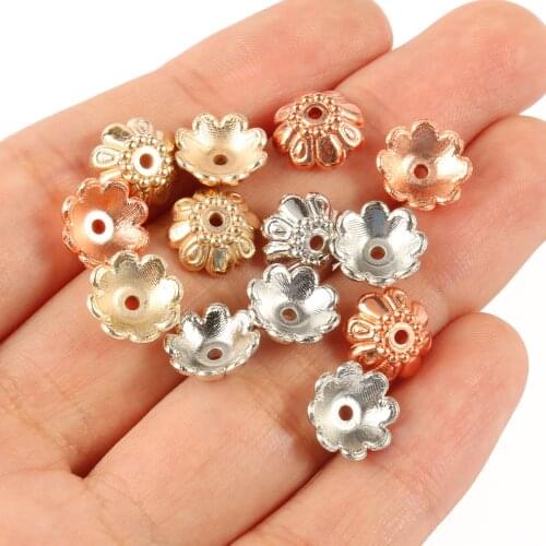 Tibetan KC Gold CCB Flower Bead End Caps for Jewelry Making Findings Needlework DIY Accessories Wholesale 10x4mm Torus Shape