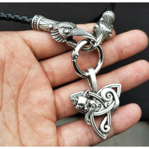 Vintage Nordic Style Viking Wolf Celtic Knot Fox Pendant Necklace Punk Crow Chain Necklaces for Women Men Hip Hop Amulet Jewelry