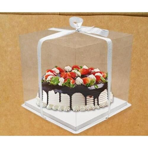 Wedidng Cake Box Clear Pet Transparent 4. 6,8,10 inch Bakery Boxes , big cake Mousse box birthday boxes 50pcs/lot fre shipping