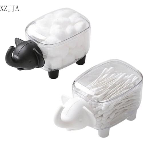 XZJJA Creative Cartoon Dust-proof Cotton Swab Storage Box Cute Elephant Cosmetic Cotton Storage Box Home Desktop Organizer