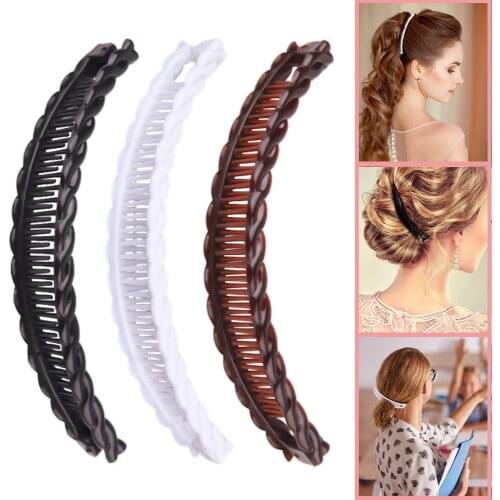 Banana Hair Clips for Women Long Fishtail Shape Lady Grip Clamp Claws Comb Pins Simplicity Hair Accessories for Girls 3 Colors