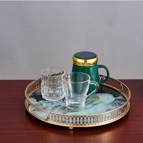Gold Mirror Tray Perfume Glass Vanity Tray Dresser Tray Ornate Metal Decorative