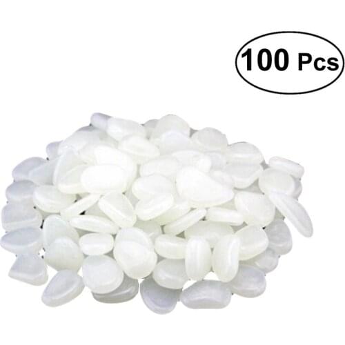 100pcs Luminous Stones Cobblestones Pebbles Glow in the Dark Gravel for Yard Path Aquarium Garden Fish Tank Lawn A30