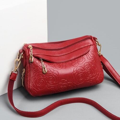 2021 Women Messenger Bags Small Genuine Leather Shoulder Bag Female Mobile Phone Vintage Bags Envelope Flower Crossbody Bag