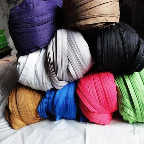 5Meters Long 3# Black White Grey Red Yellow Green Beige Nylon Coil Zippers For DIY Sewing Garment Accessories