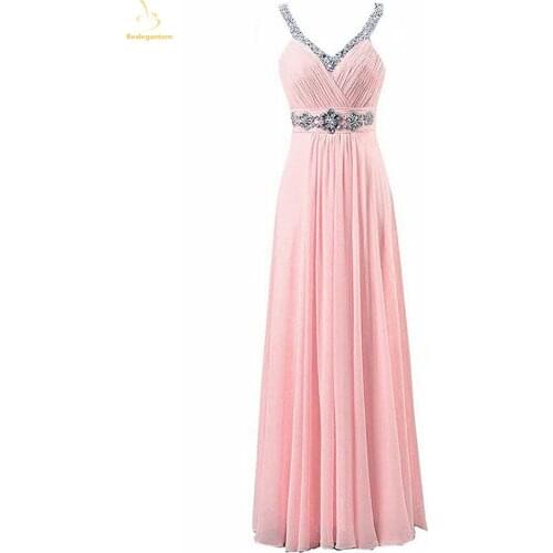 Bealegantom 2019 Simple White Long Chiffon Prom Dresses Bead Formal Evening Party Gown Homecoming Dress Vestido De Gala QA1577