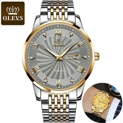 OLEVS Men Mechanical Watch Luminous Hands Luxury Automatic Watch Sport Stainless Steel Waterproof Watch Men relogio masculino