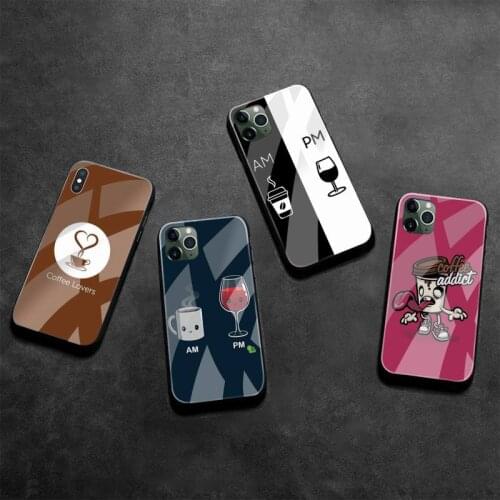 Coffee Wine Cup Phone Case Tempered Glass For iPhone 12 pro max mini 11 Pro XR XS MAX 8 X 7 6S 6 Plus SE 2020 case