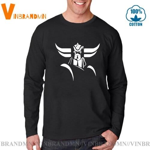 Spring Summer mens Tees Tops Long Sleeve Cotton Tshirt Camisetas Goldorak Grendizer Mazinger Z Japanese Cartoon Design T-Shirt