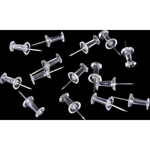 40pcs/set Clear Transparent Plastic Tacks Push Pins Assorted Making Thumb Tacks Cork Board Office School Stationery Supplies