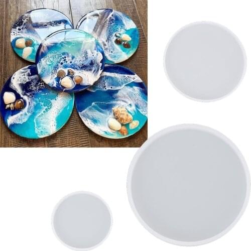 3 Pcs Round Tray Coaster Epoxy Resin Mold Cup Mat Mug Pad Silicone Mould DIY Crafts Jewelry Home Decoration Casting Tools