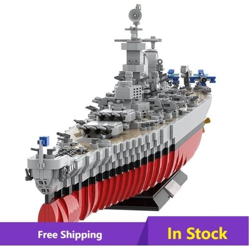 MOC bricks WW2 Military Warships Iowa-Class Warshipss Series Building Blocks Model High-Tech bricks Soldier Weapon Toys