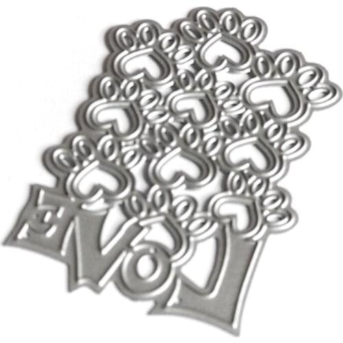 69HC Love Dog Paw Metal Cutting Dies Stencil Scrapbooking DIY Album Stamp Paper Card Mold Embossing Decoration Craft