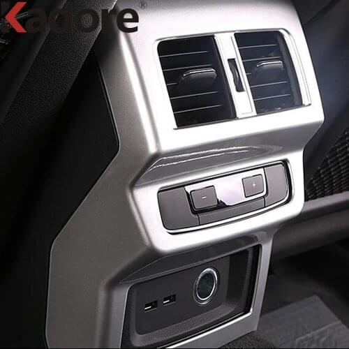For Audi Q5 2018 2019 2020 Carbon Fiber Interior Rear Seat Air Vent Cover Trim AC Outlet Frame Trims Sticker Car Accessories