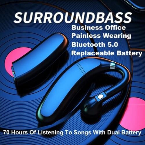 Single Ear Earphone Bluetooth Wireless Headphones Business Ear-Hook Headset With Mic Car Conference Earplugs For Huawei Xiaomi