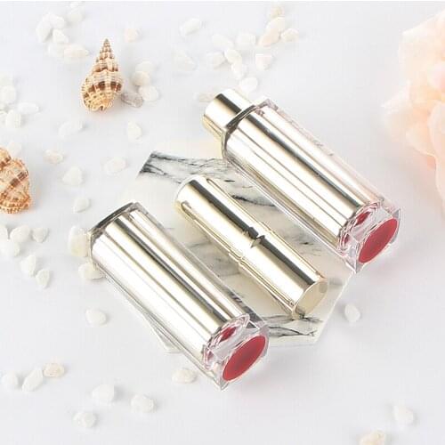 12.1mm New Empty Lipstick Tube DIY Transparent Gold Plastic Lip Balm Press Tubes Cosmetic Containers for Makeup Lips 200pcs/lot