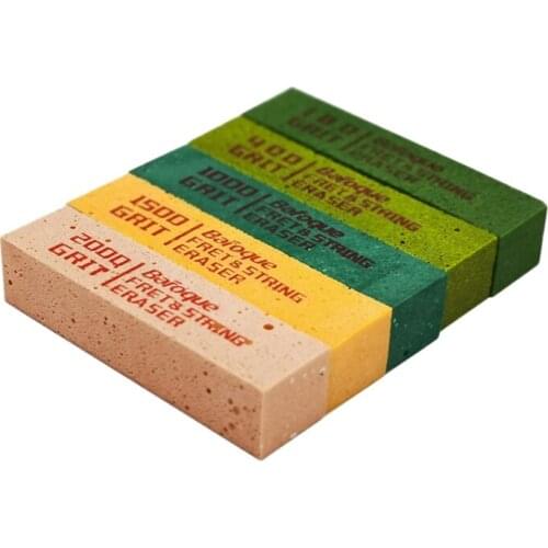 New Baroque Set of 5 Fret Erasers Grits, Guitar Fret Polishing Abrasive Rubber Blocks Tool