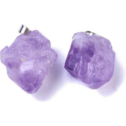 Wholesale Price Natural Amethyst Nuggets Pendants Mini Stone Charms Jewelry Making Reiki Decor Gifts 1pcs
